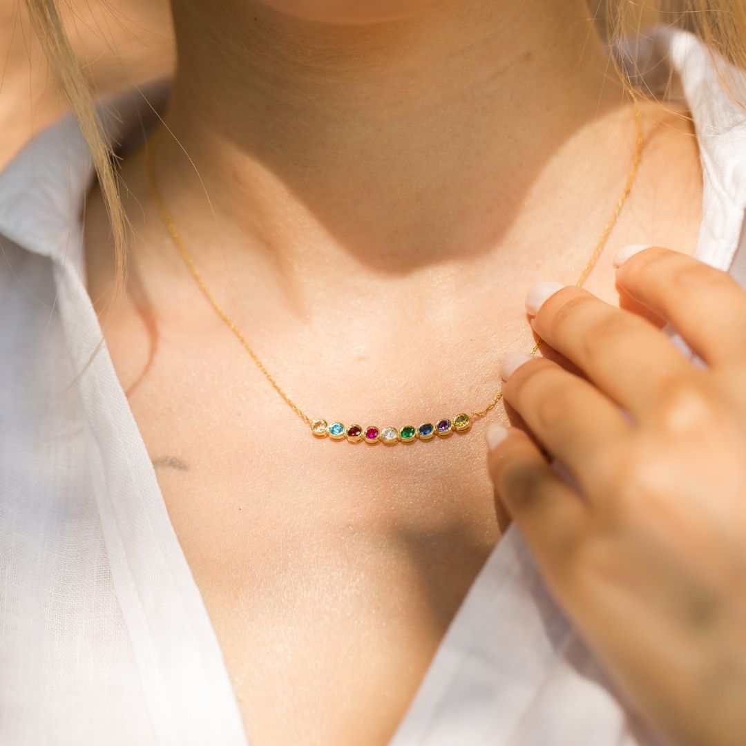 Family Necklace with Birthstones 