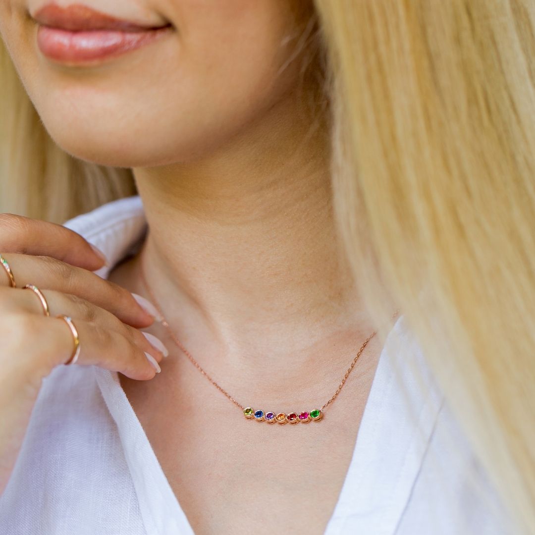 Family Necklace with Birthstones 