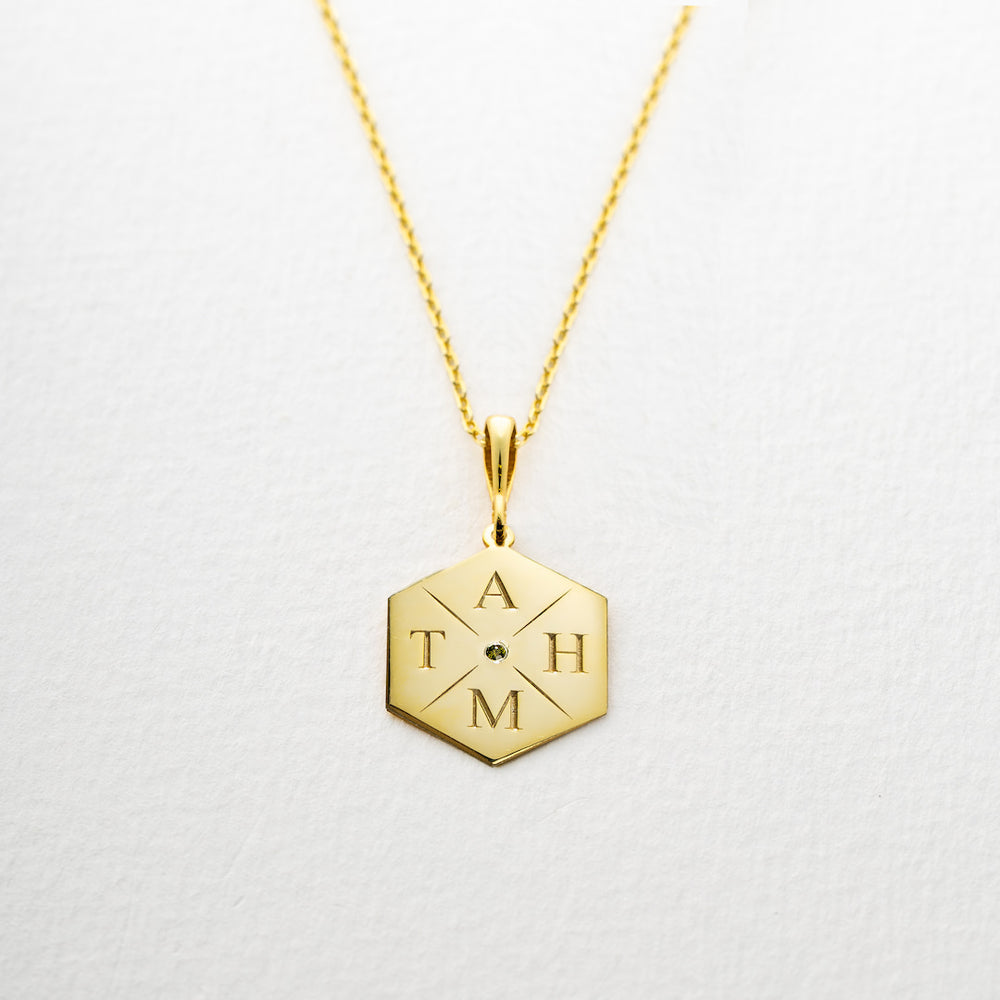 Engraved Hexagon Pendant