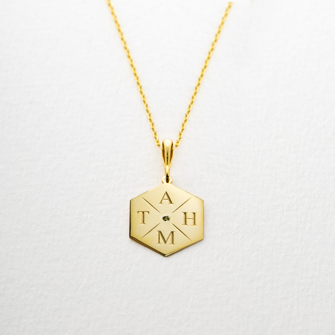 Engraved Hexagon Pendant
