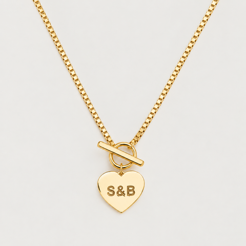 Custom Engraved Heart Toggle Necklace