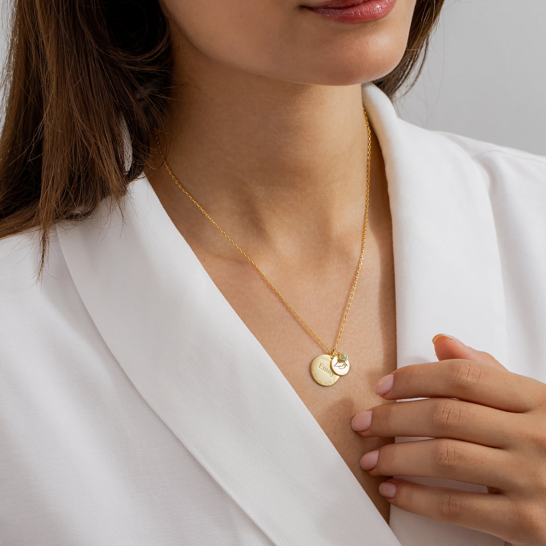 Gold Graduation Ncklace With Name And Birthstone