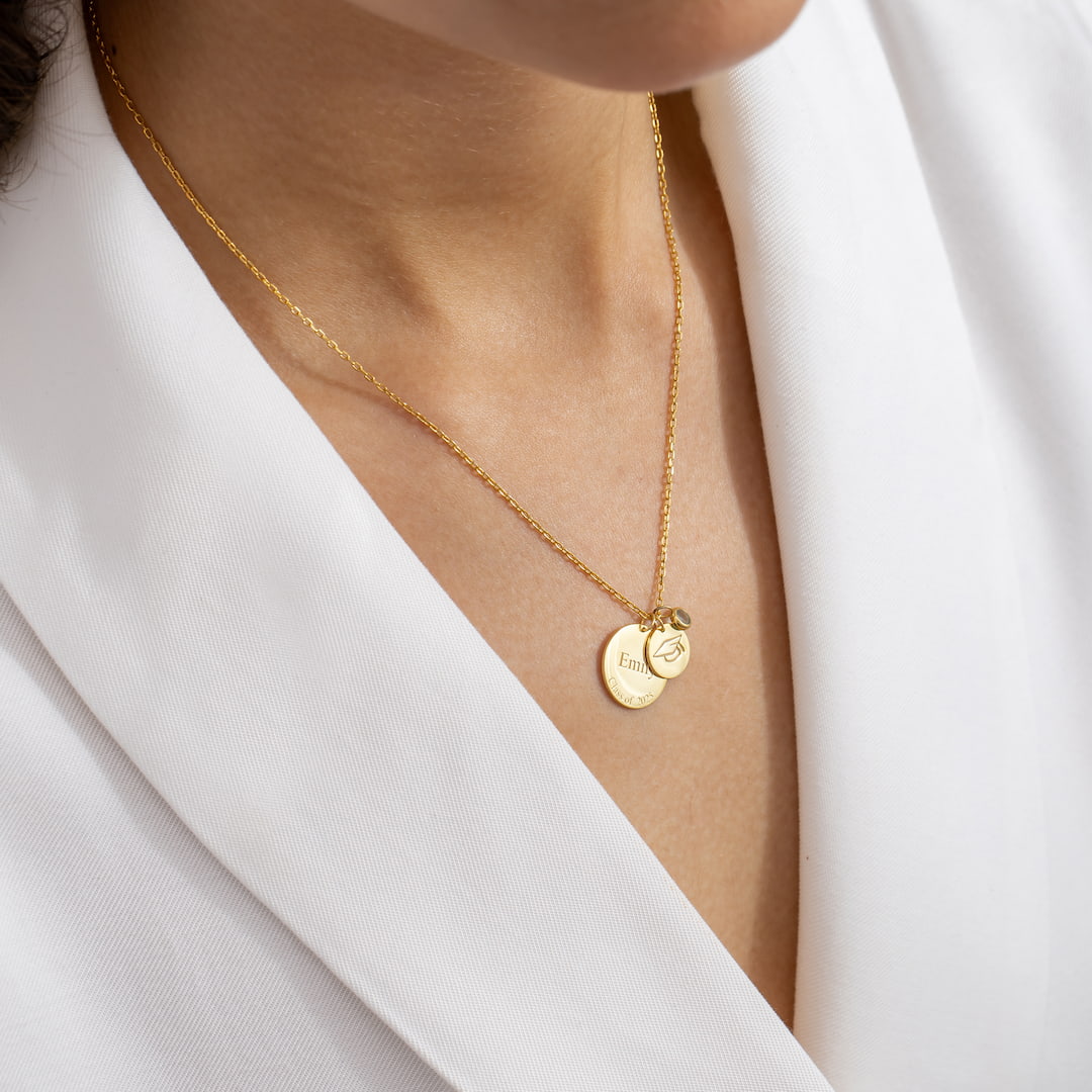 Graduation Name And Birthstone Pendant