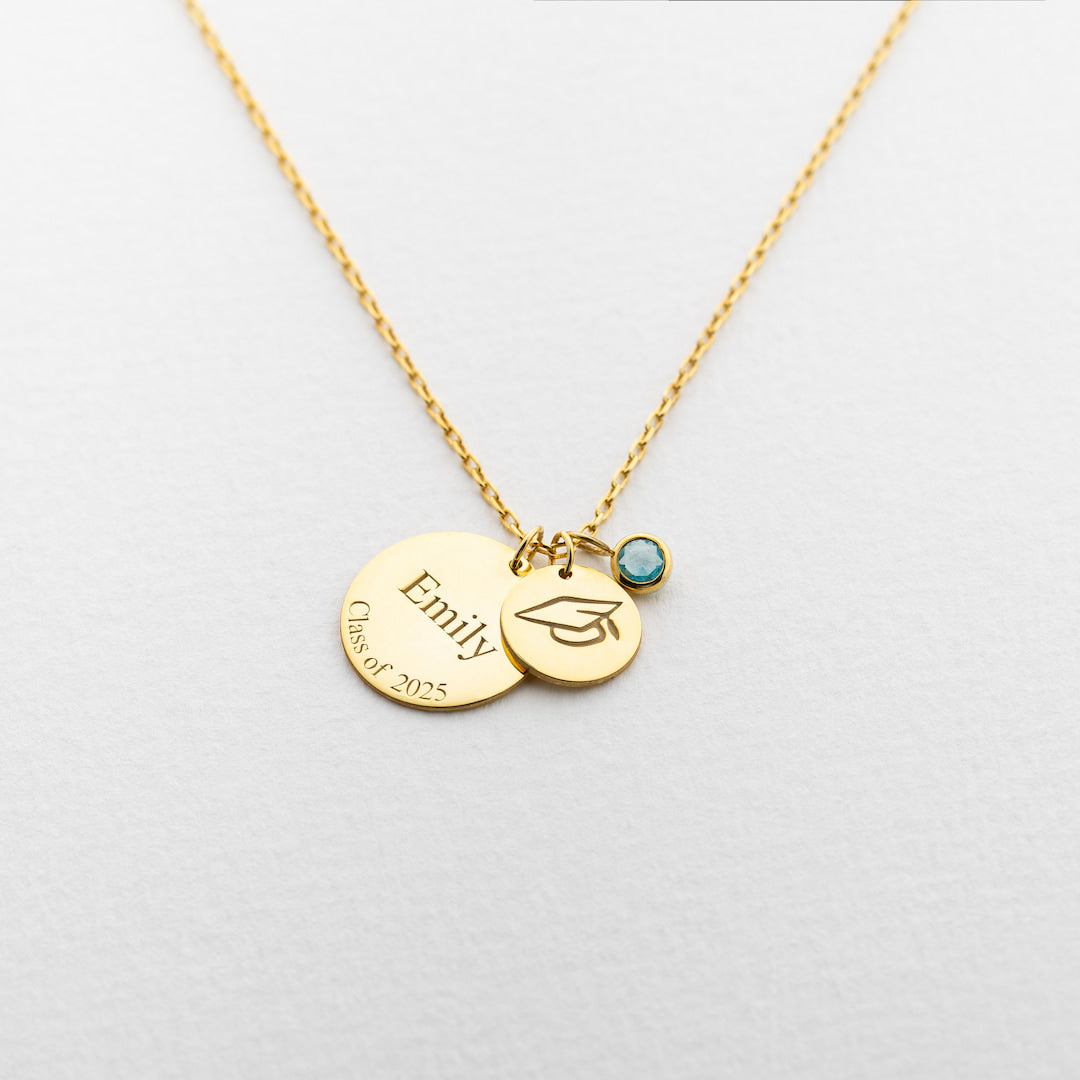 Graduation Name Necklace With Birthstone 