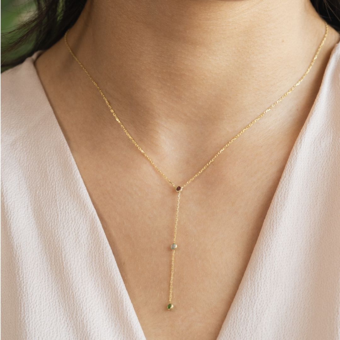 Hanging 3 Birthstone Necklace 