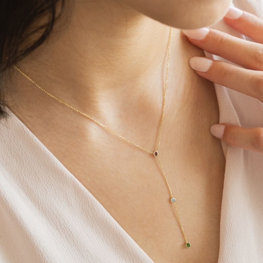 Hanging 3 Birthstone Necklace 
