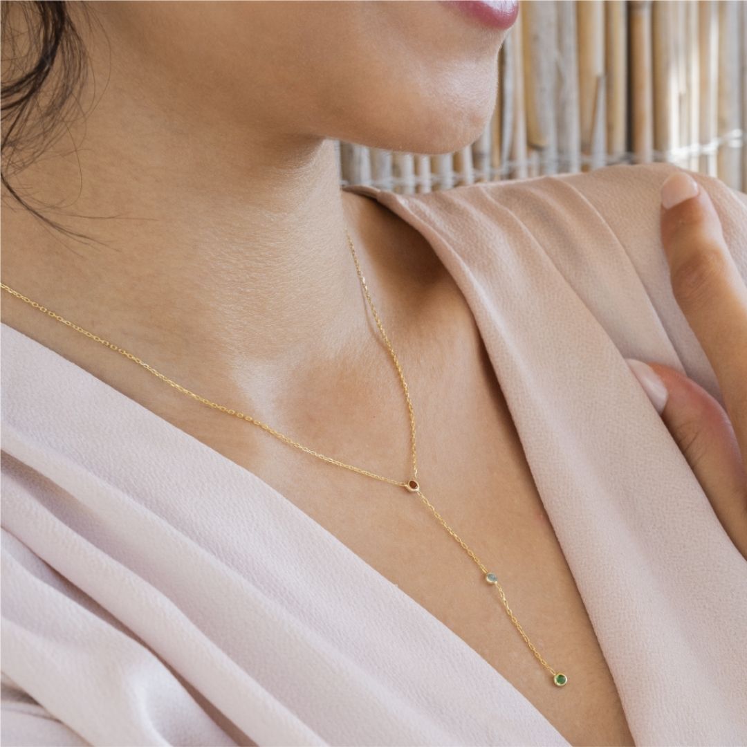 Hanging 3 Birthstone Necklace 
