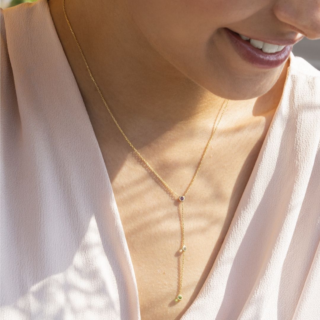 Hanging 3 Birthstone Necklace 
