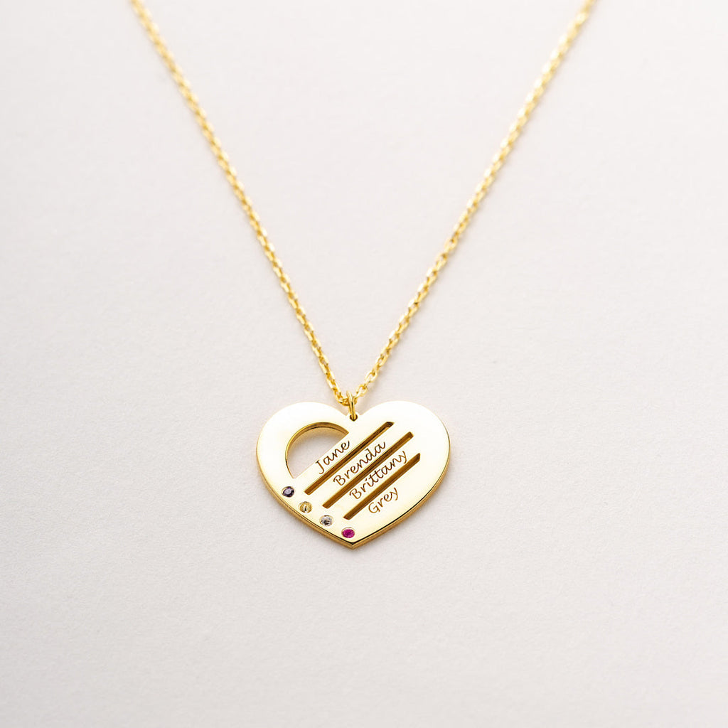 Heart Name Necklace with Birthstone - Silveristic –