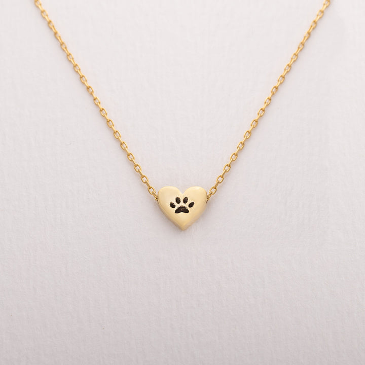 Double Sided Engraved Heart with Paw and Name