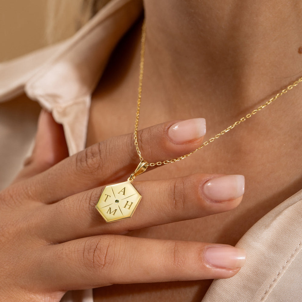 Engraved Hexagon Pendant
