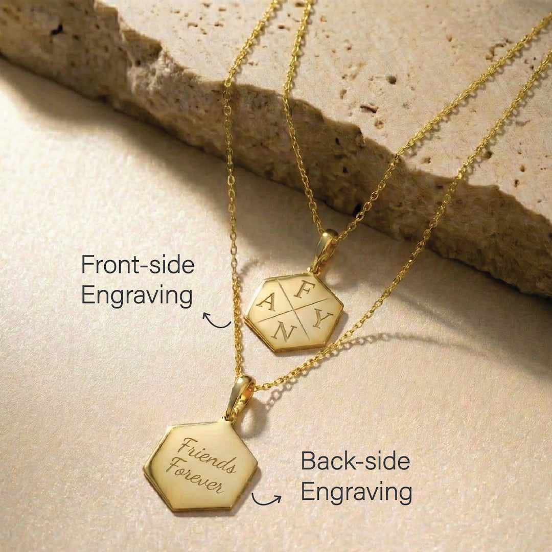 Engraved Hexagon Pendant