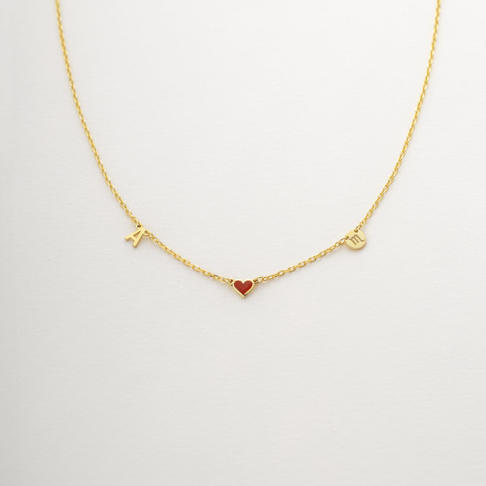 Initial Heart Disc Necklace