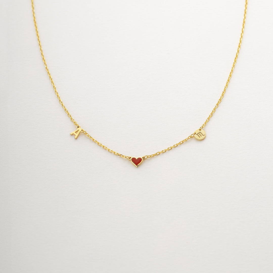 Initial Heart Disc Necklace