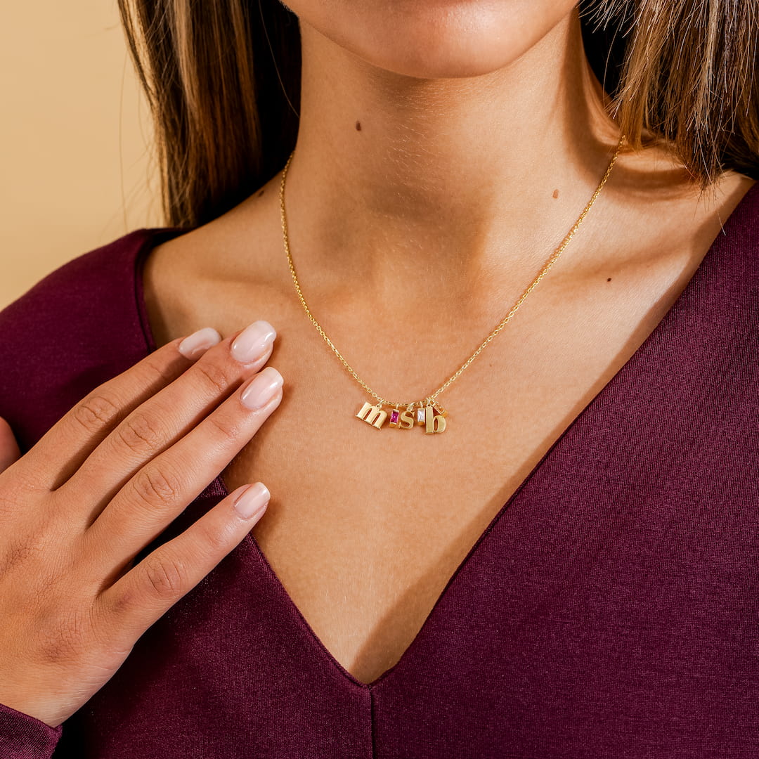 Birthstone Letter Necklace