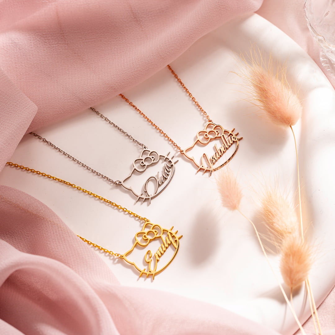 Kitty Necklace With Name Custom
