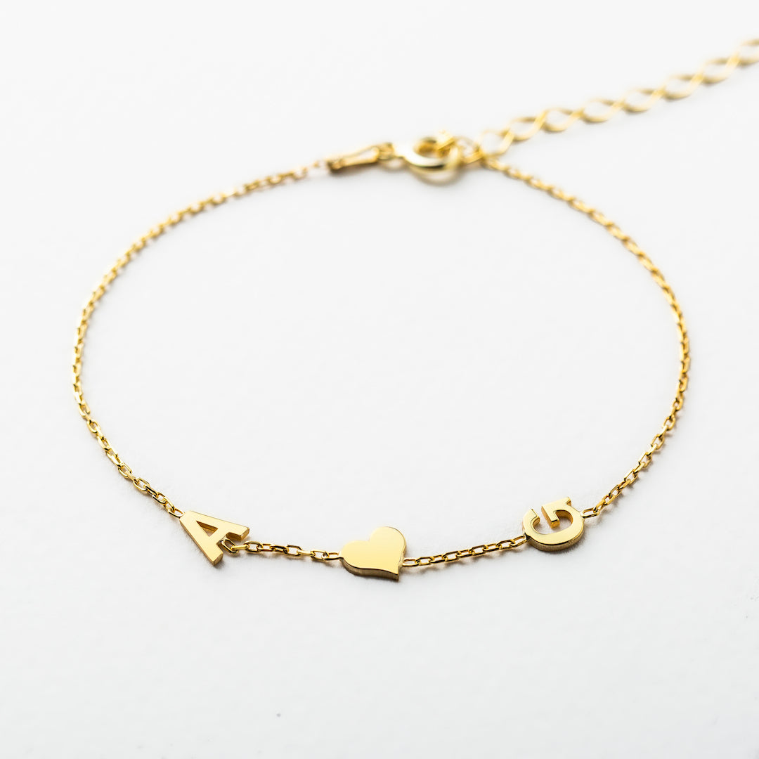 14K Solid Gold Letter Bracelet