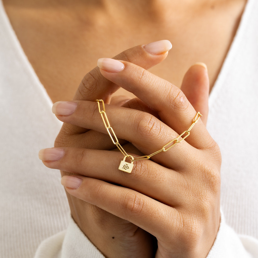 Padlock Initial Necklace