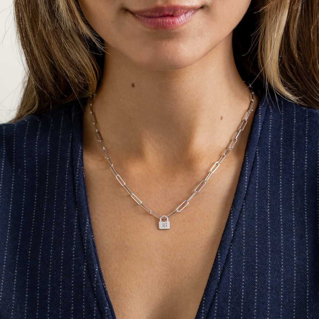 Padlock Initial Necklace