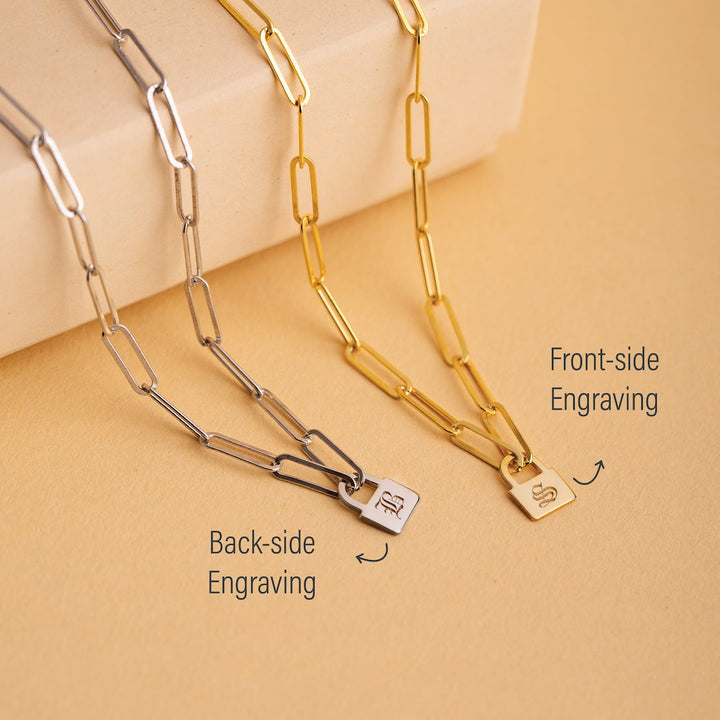 Engraved Padlock Necklace