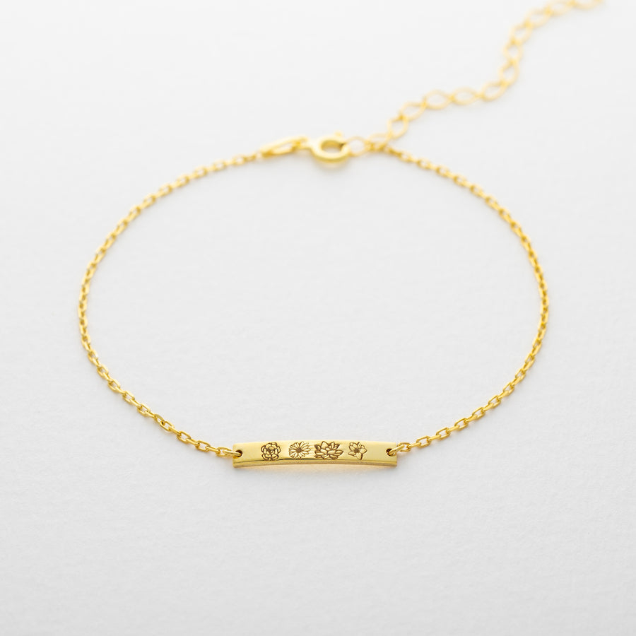 Birth Flower Bar Bracelet