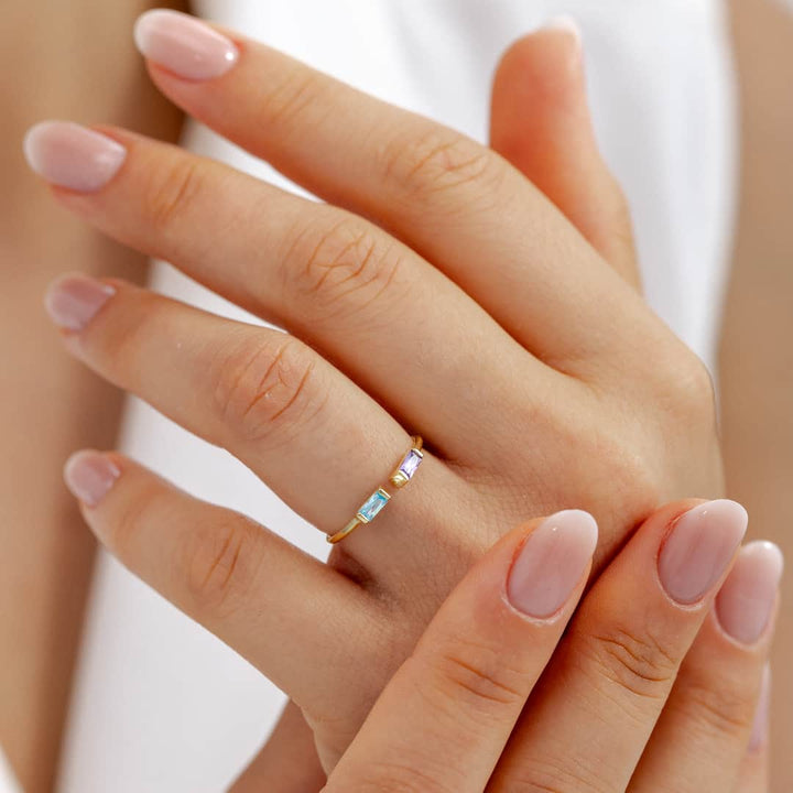 Double Baguette Custom Birthstone Ring