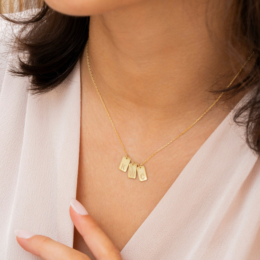 Multiple Bar Initial Charm Necklace 