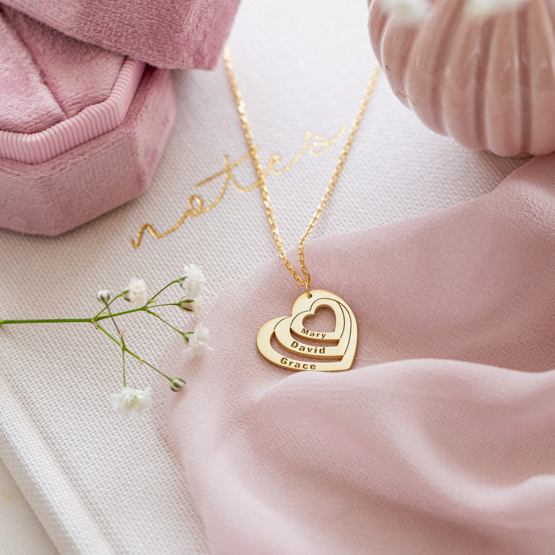 Multiple Name Necklace with Birthstone