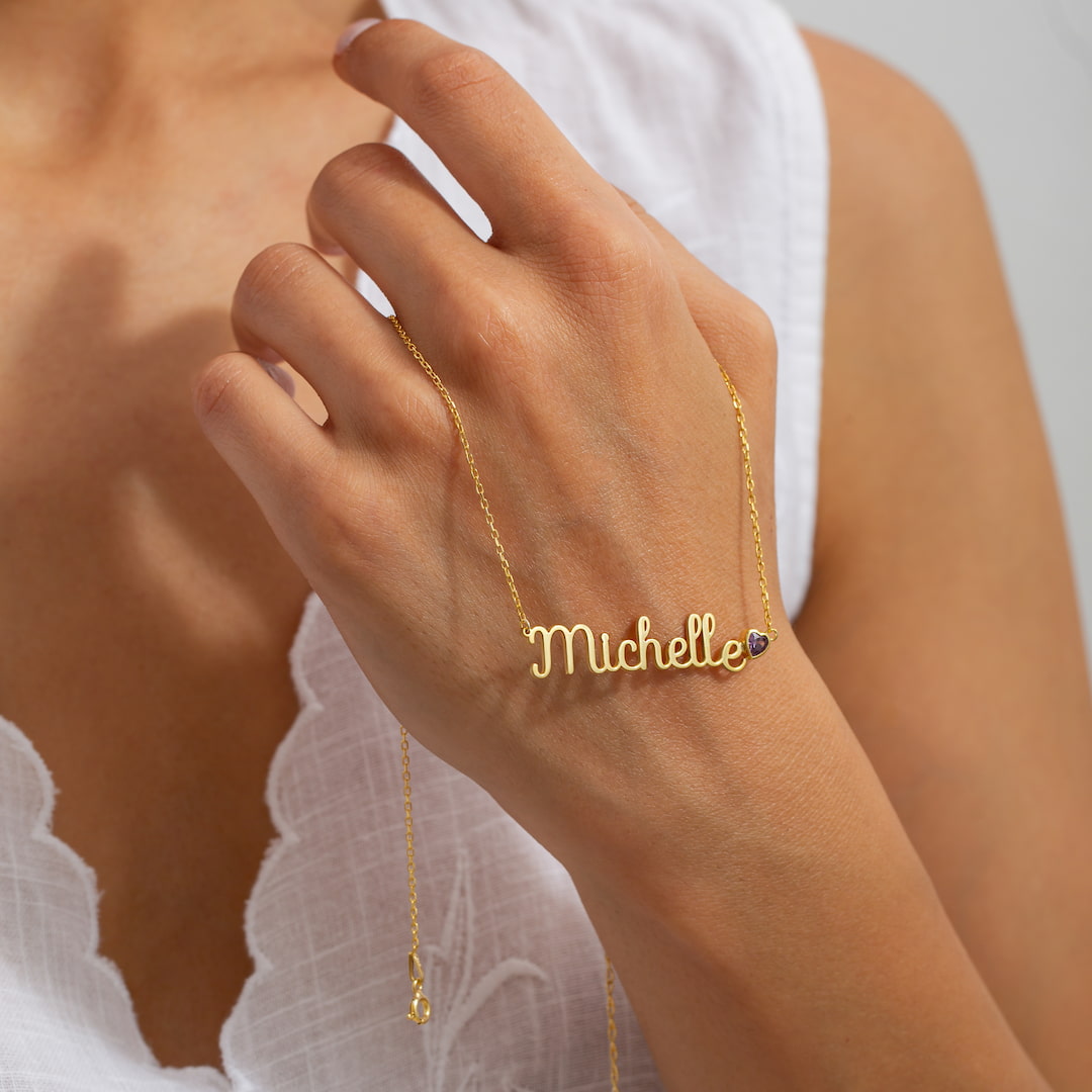 Name and Birthstone Necklace