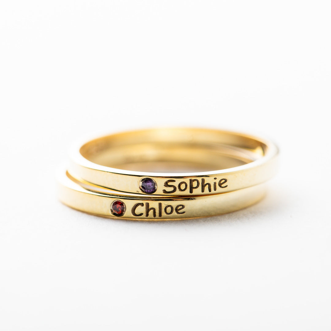 Birthstone and Name Ring