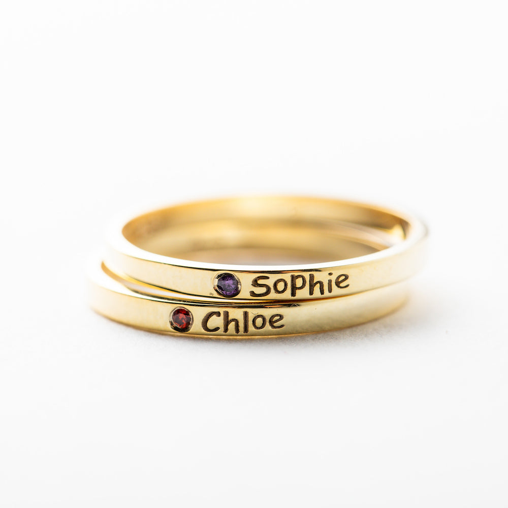 Birthstone and Name Ring