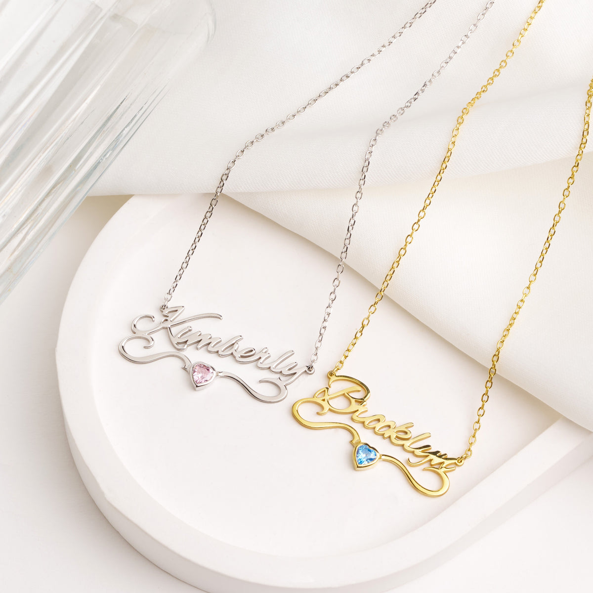 Personalized Cursive Name & Birthstone Necklace