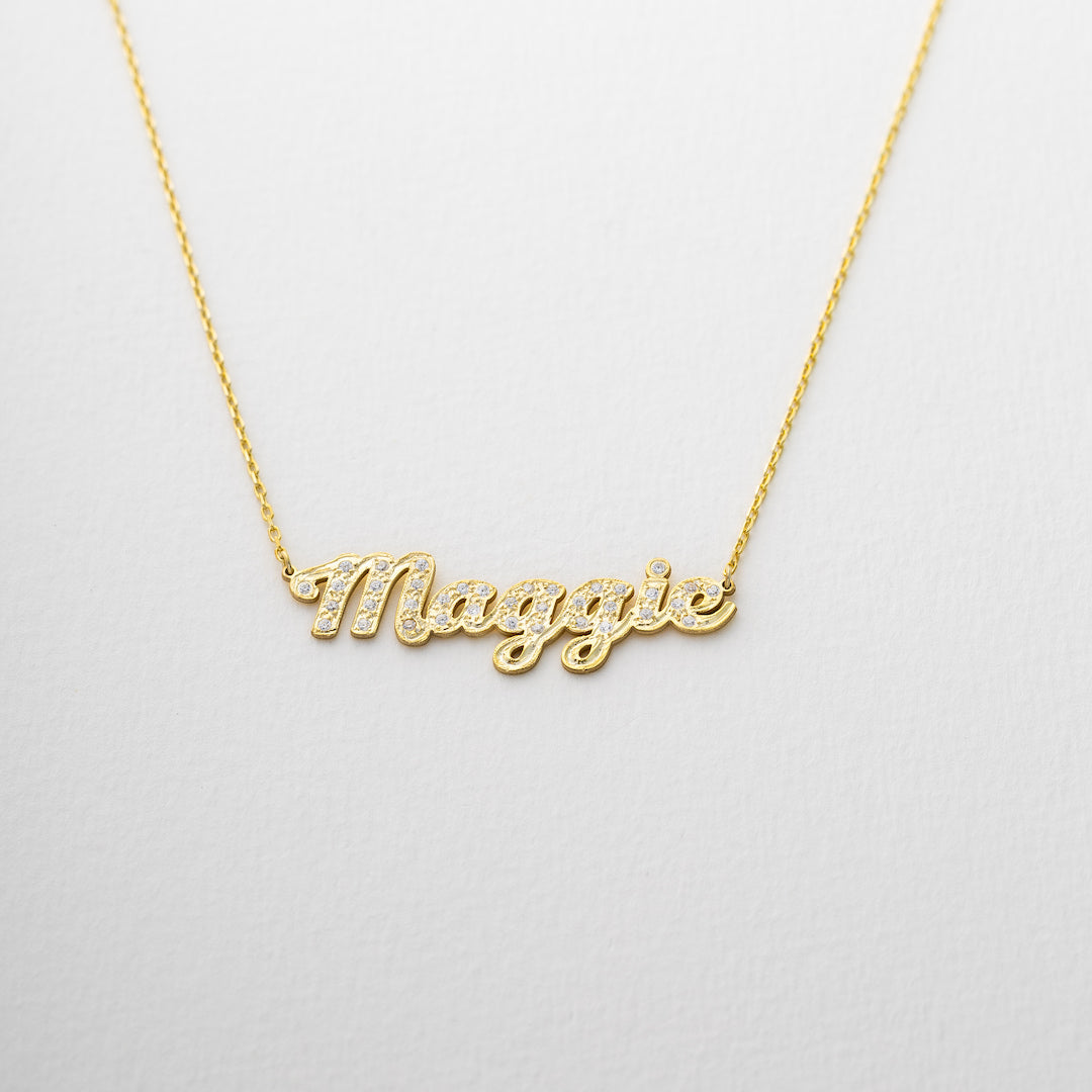 pave name necklace