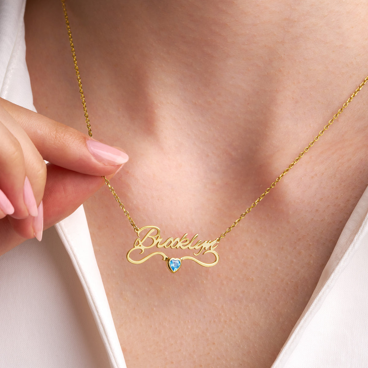 Personalized Cursive Name & Birthstone Necklace