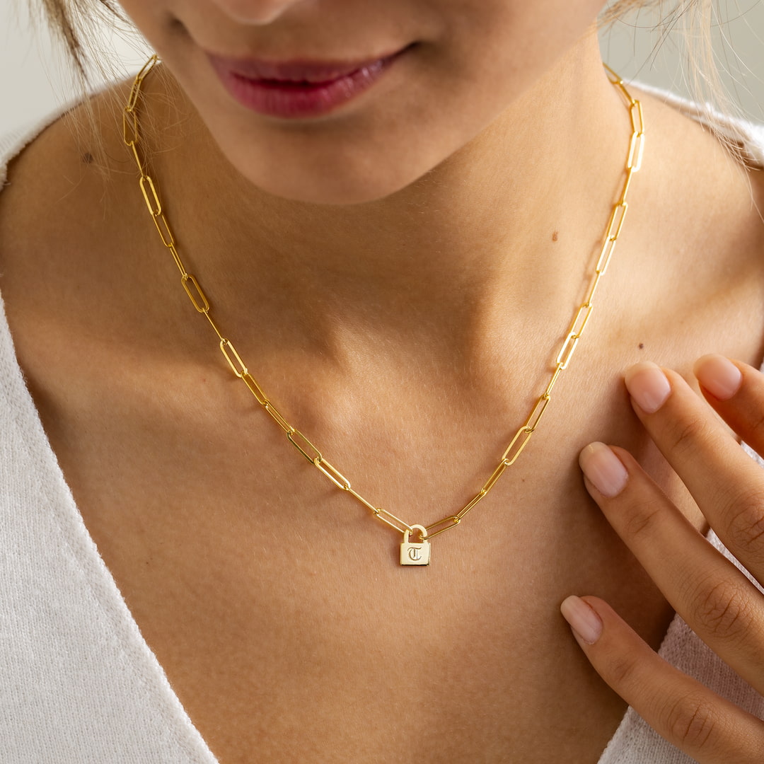 Padlock Initial Necklace