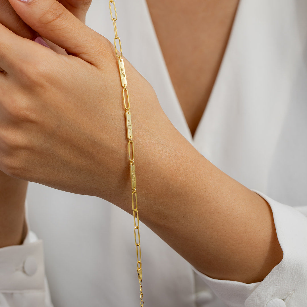 Paperclip Bracelet Gold Mutiple Names