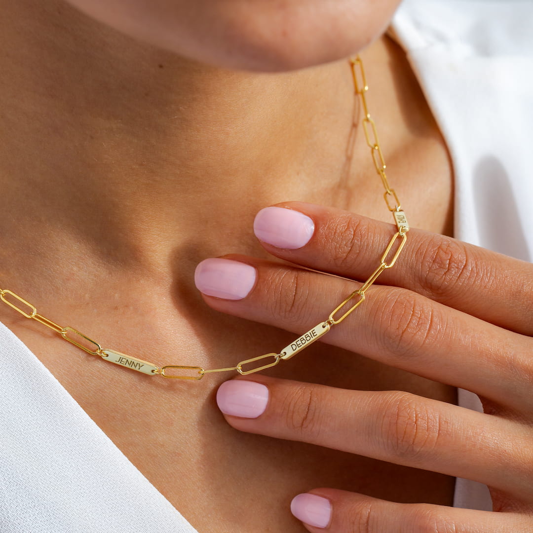 Paperclip Necklace Personalized Names 