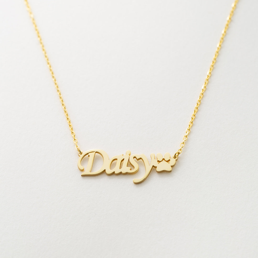 Paw name necklace