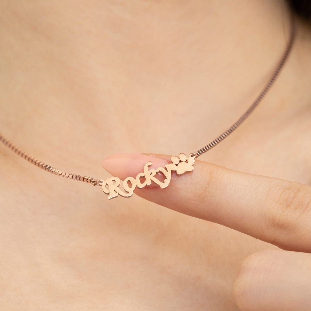 Paw Name Necklace with Box Chain Price