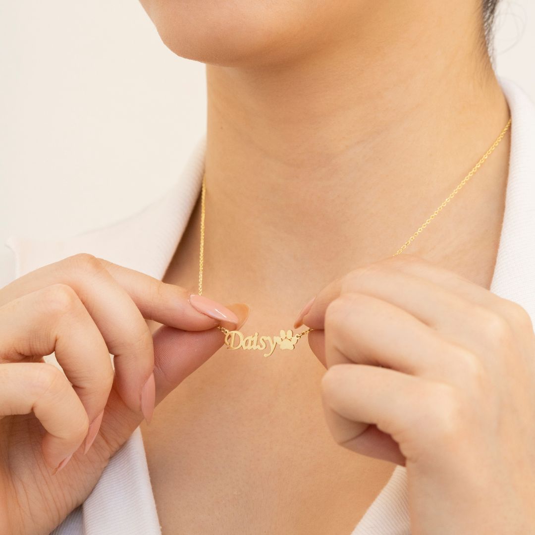 Paw Name Necklace with Cable Chain Price