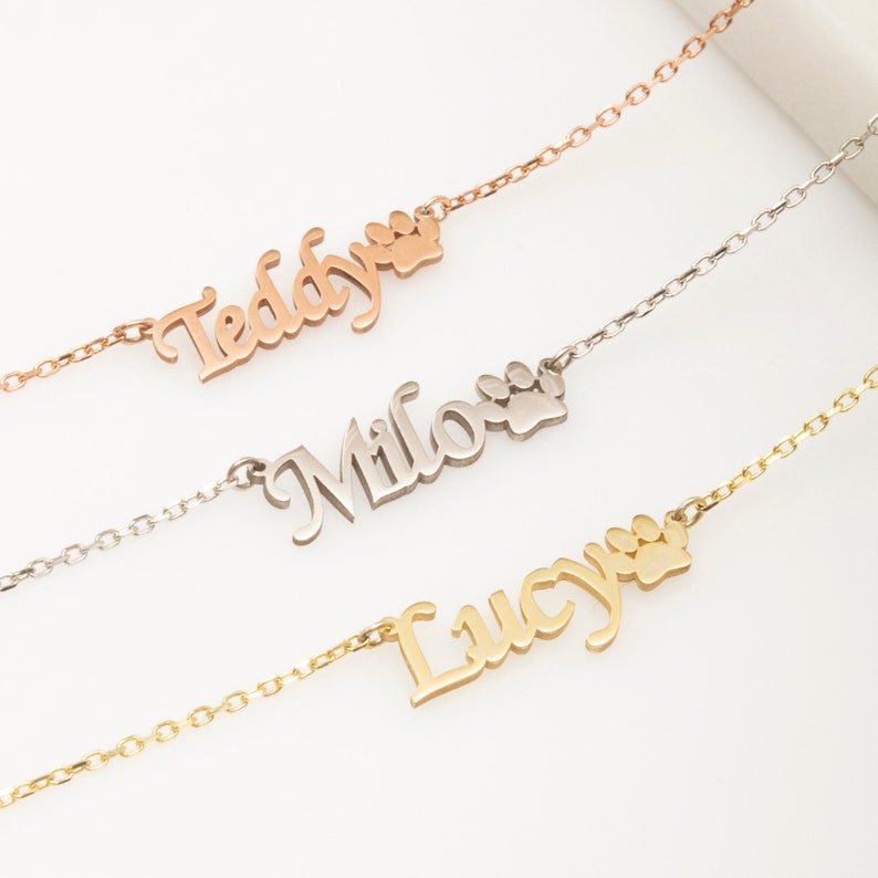 Paw Name Necklace with Cable Chain Shop