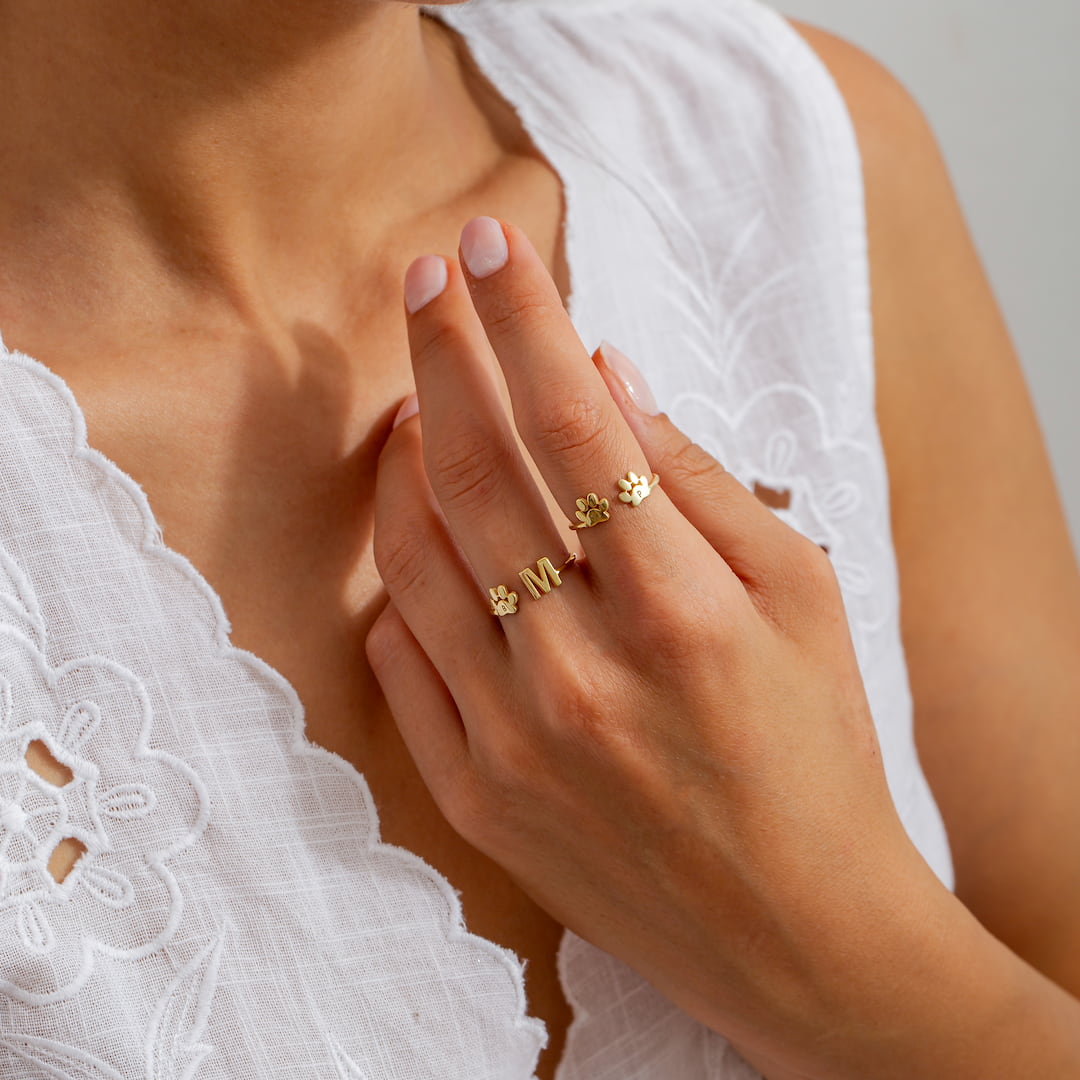 Paw ring with initial