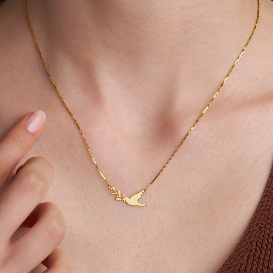 Dove Necklace with Olive Branch