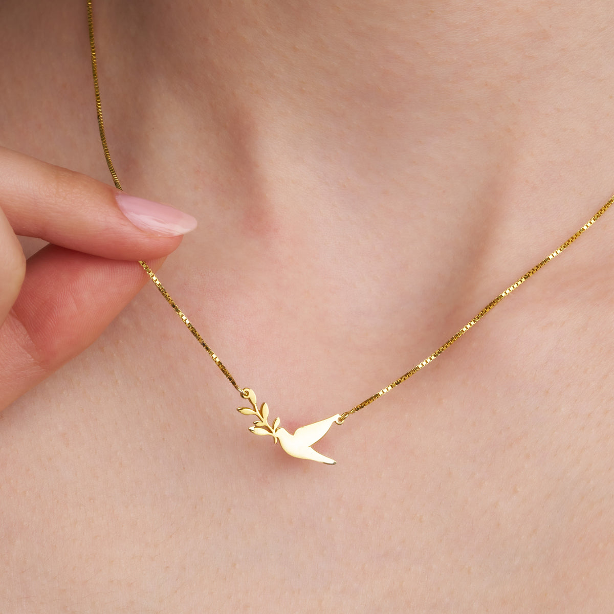 Dove Necklace with Olive Branch