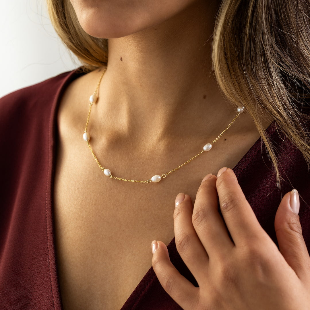 Gold Pearl Necklace