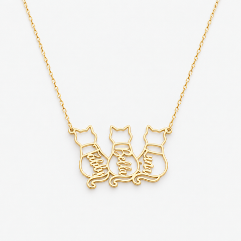Personalized Cat Necklace with Names