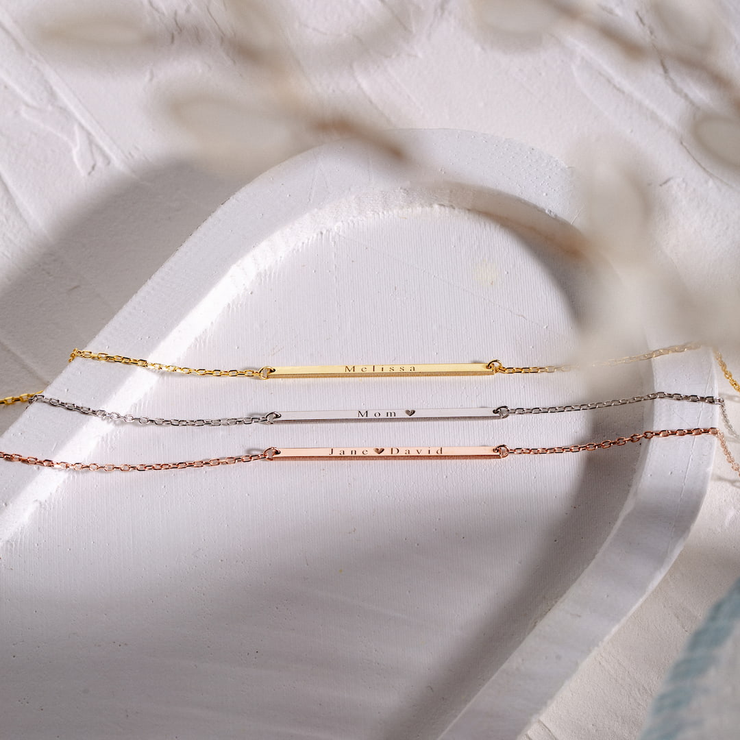 Personalized engraved name bracelet