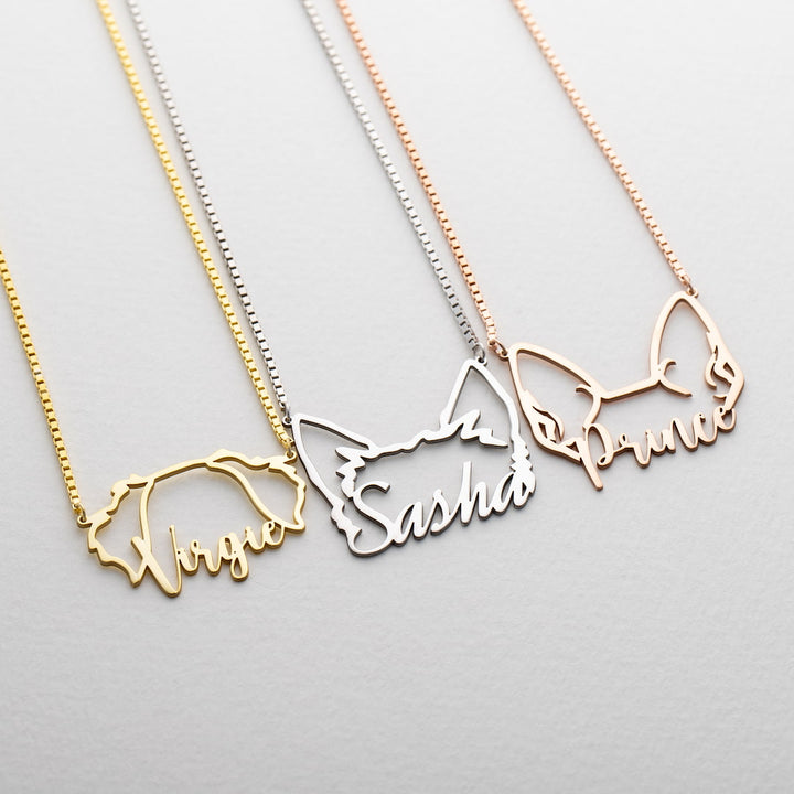 Custom Dog Ear Name Necklace