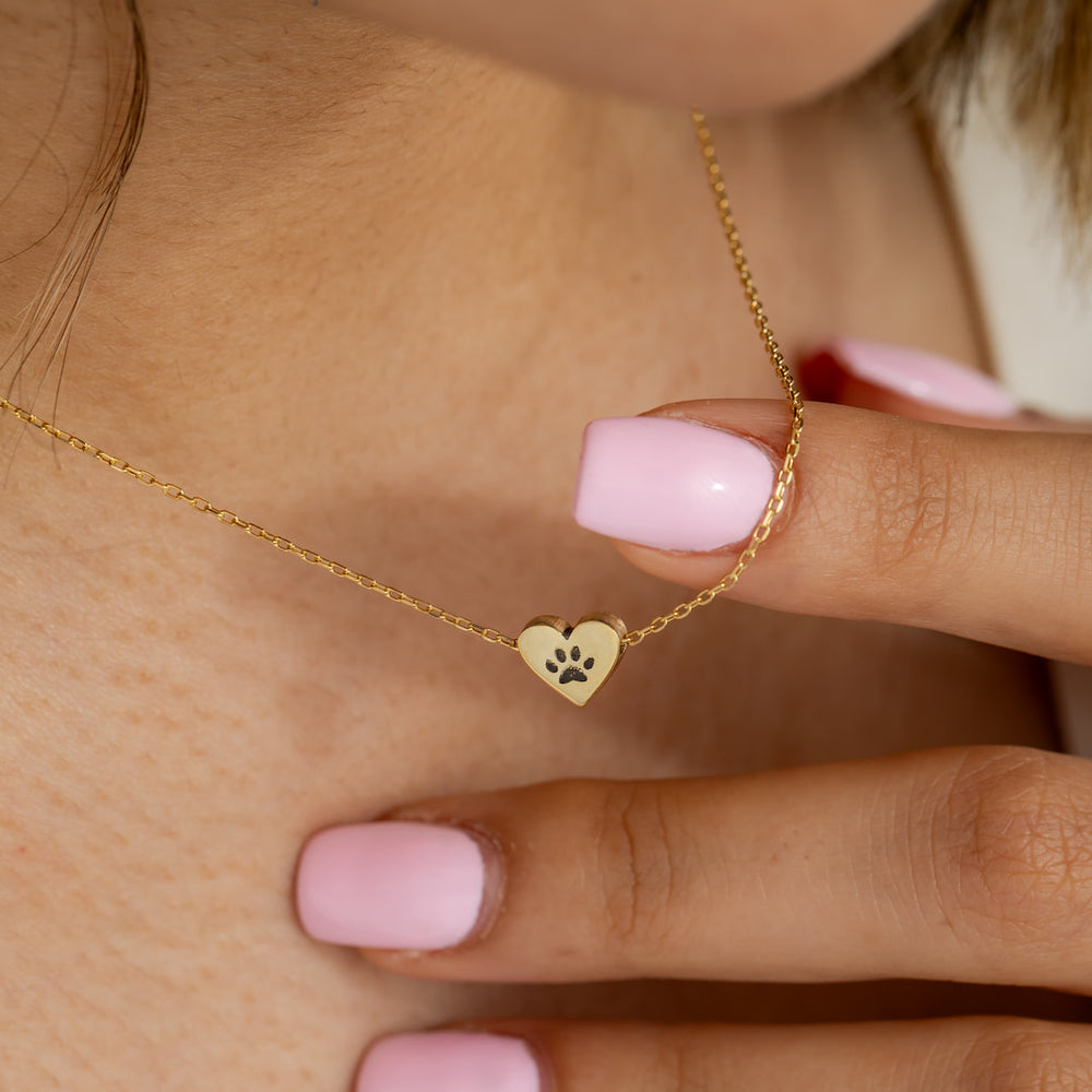 Petlover Heart Necklace Custom Name Pawprint