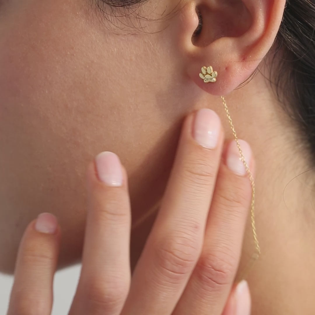 Engraced paw earring